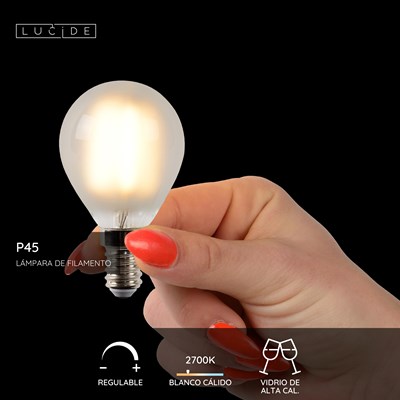 Lucide P45 - Lámpara de filamento - Ø 4,5 cm - LED Regul. - E14 - 1x4W 2700K - Mate
